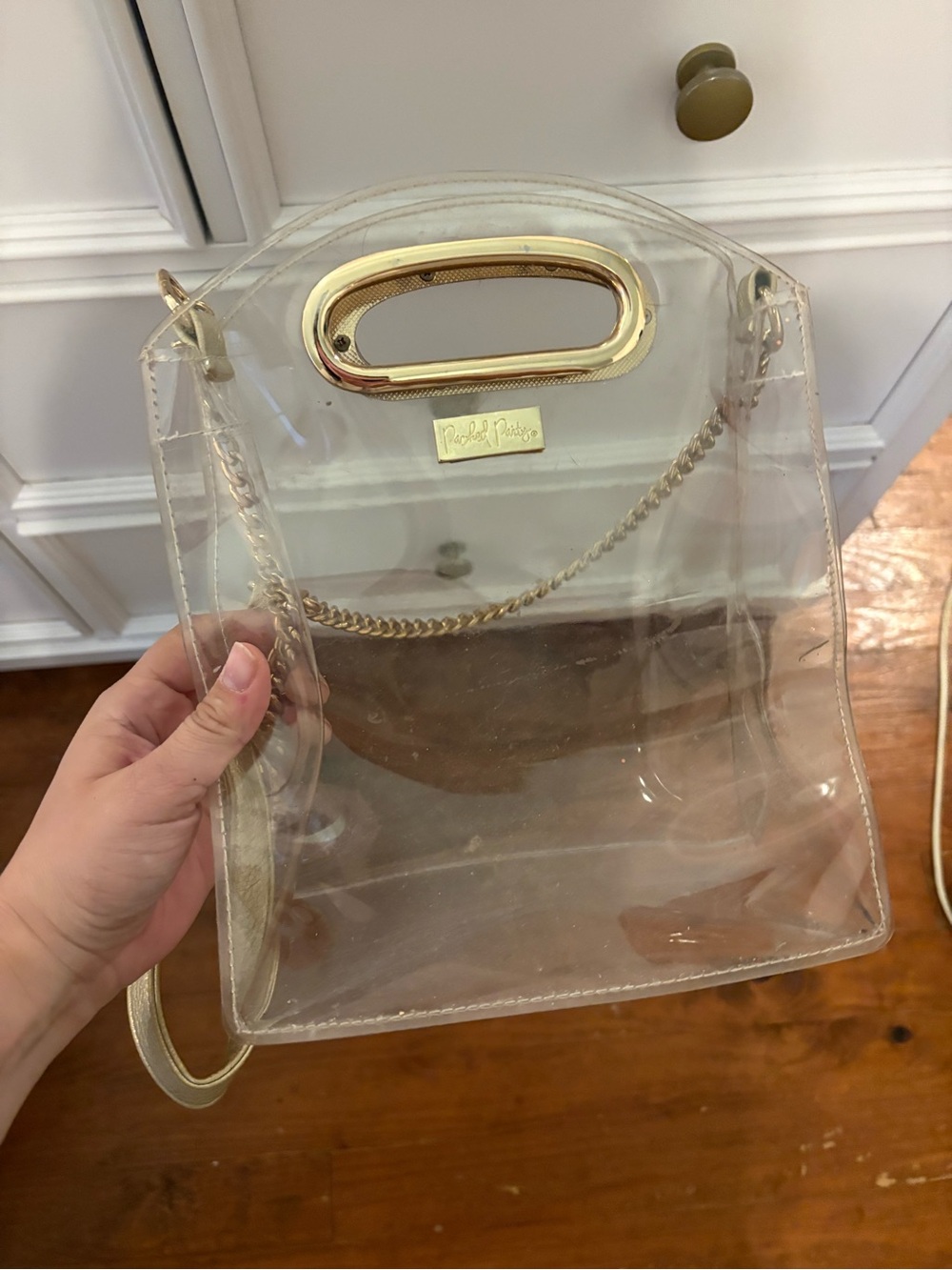 Packed Party Clear Crossbody Bag with Gold Trim
